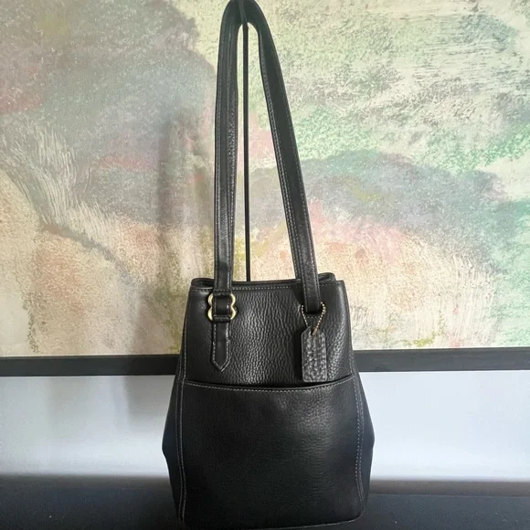 Coach Sonoma Black Pebbled Leather Drawstring Bag-Vintage - Picture 2 of 10